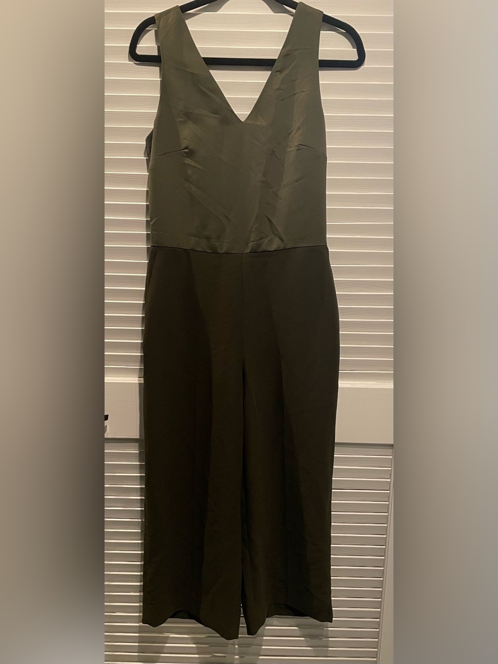 Banana Republic Olive Green Wide Leg Back Cut-Out Jumpsuit